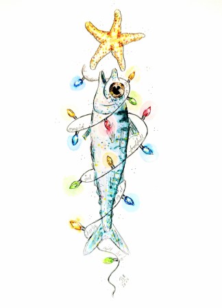Julekort,  julefisk